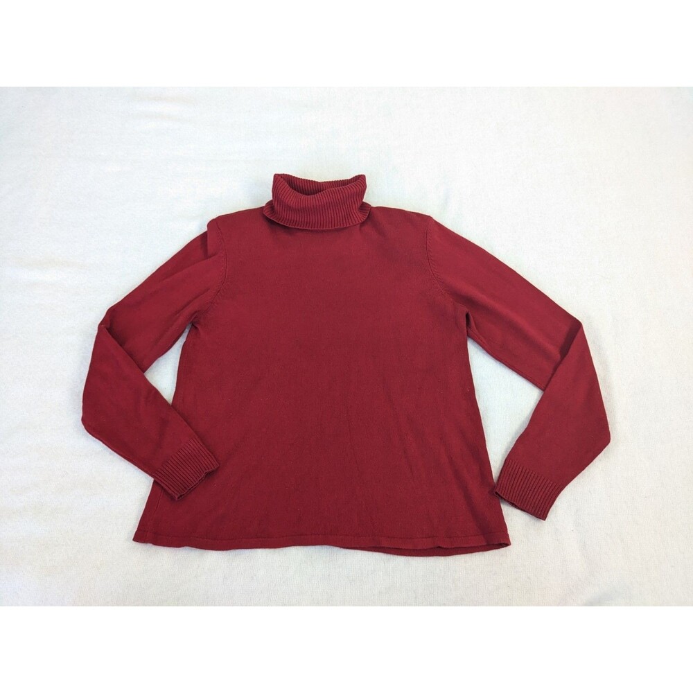 Petite Sophisticate Sweater Silk Cashmere Red Turtle Neck Women Sz 8 Long Sleeve